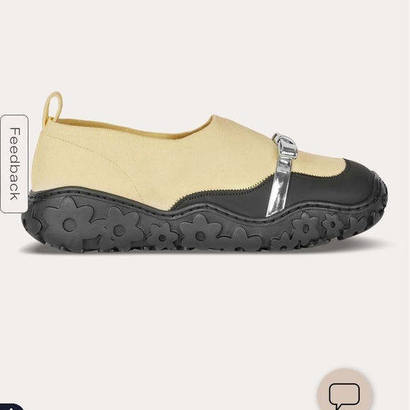 Cecilie Bahnsen Shoes - Cecilie Bahnsen Yellow and Black Floral-Trim Mary Jane Sneakers
